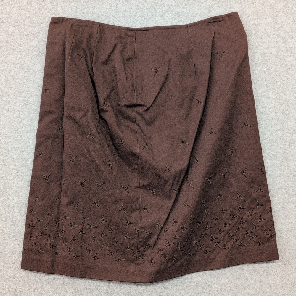 B Moss Company Brown Eyelet Detail A-Line Skirt Size‎ 6
